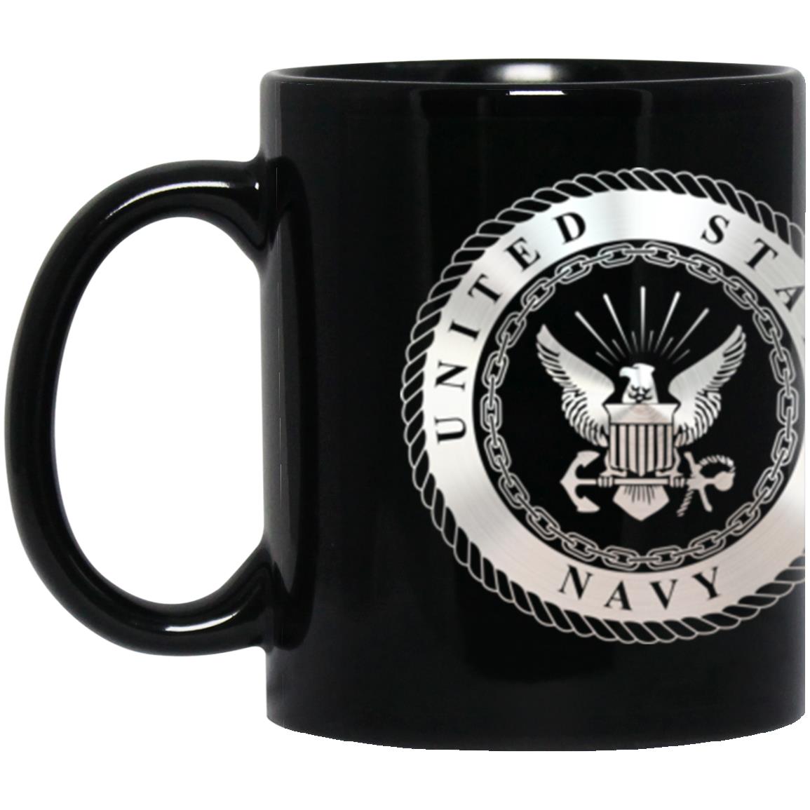 US Navy O-10 Admiral O10 ADM Flag Officer Metallic Silver Effect 11oz - 15oz Black Mug