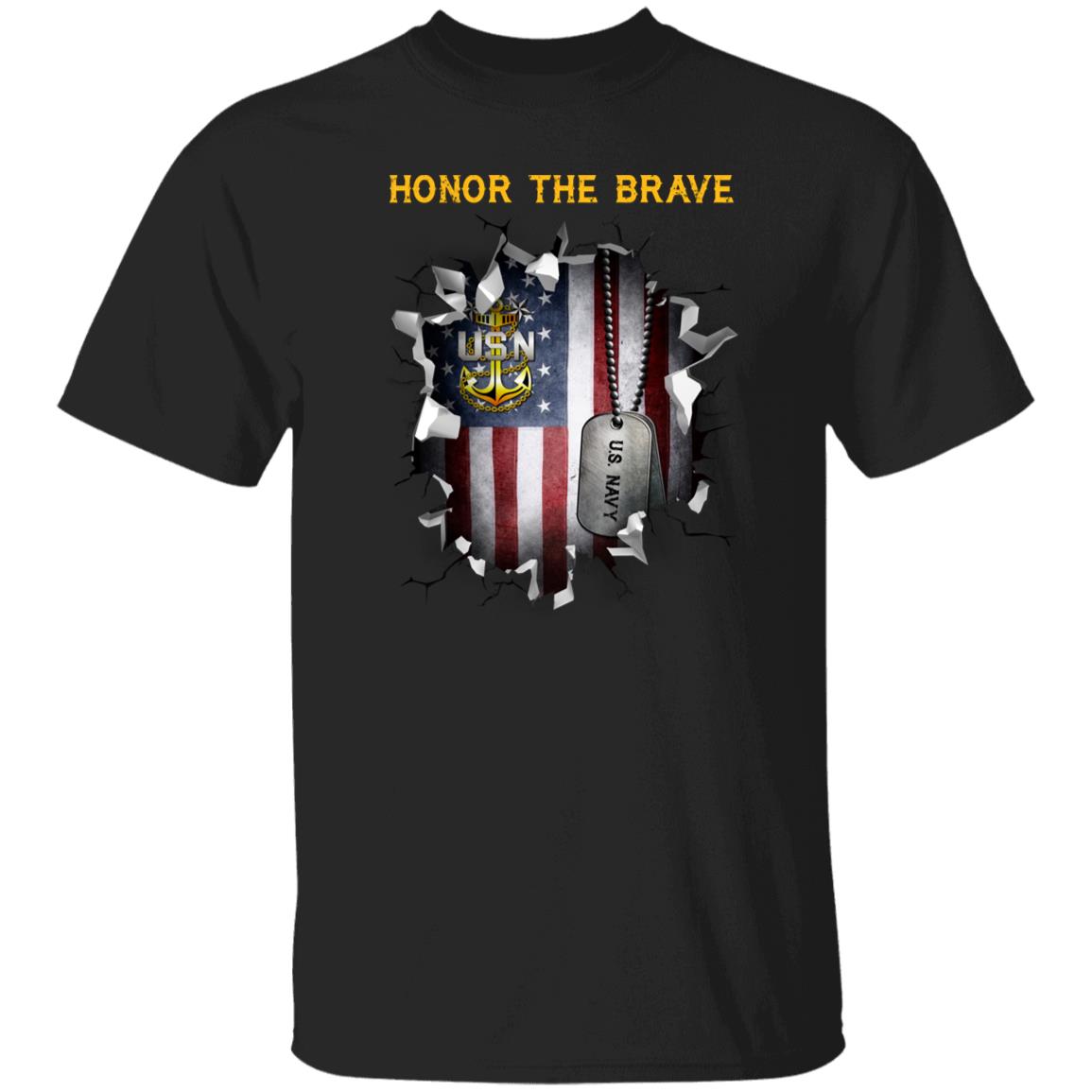 US Navy E-9 Master Chief Petty Officer E9 MCPO Senior Noncommissioned Officer Collar Device - Honor The Brave Front Shirt