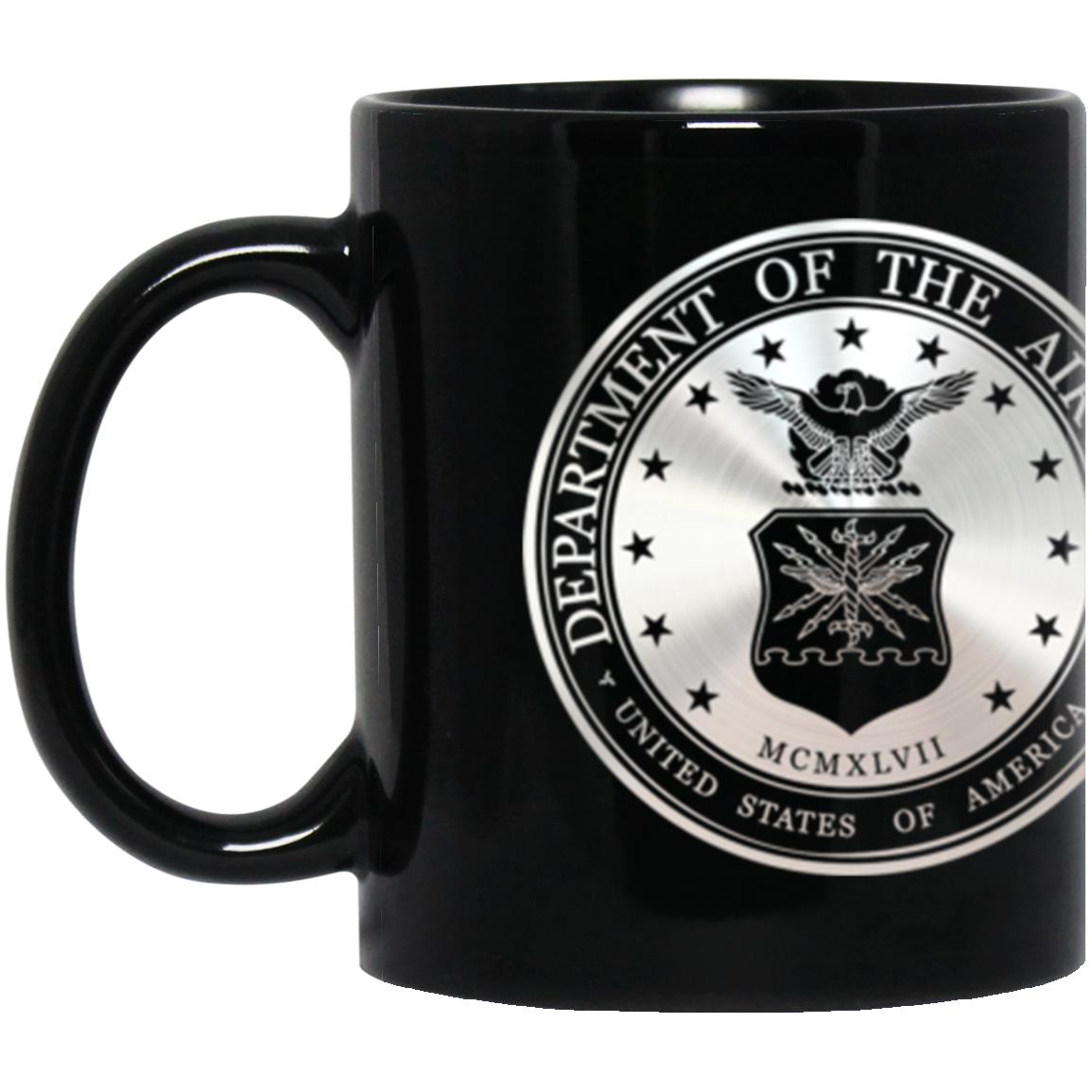 US Air Force O-6 Colonel Col Metallic Silver Effect 11oz - 15oz Black Mug