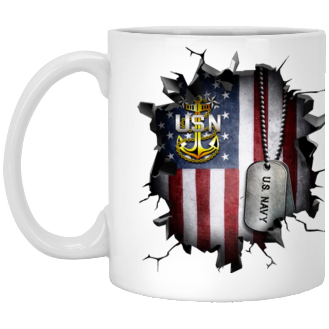 US Navy E-9 Master Chief Petty Officer E9 MCPO Senior Noncommissioned Officer Collar Device 3D Break Effect Coffee Mug 11oz - 15oz White Mug