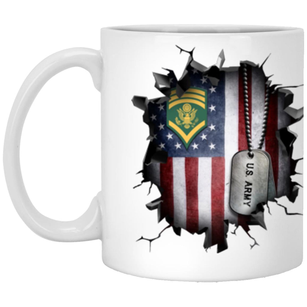 US Army E-8 SPC E8 Specialist Ranks 3D Break Effect 11oz - 15oz White Mug