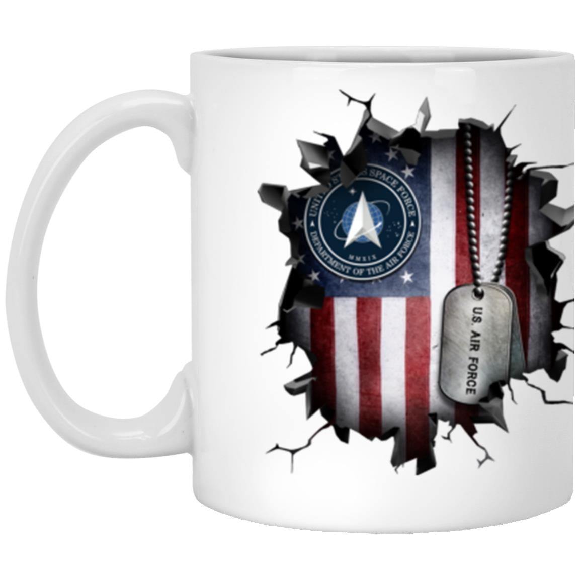 US Seal of the United States Space Force 3D Break Effect Coffee Mug 11oz - 15oz White Mug