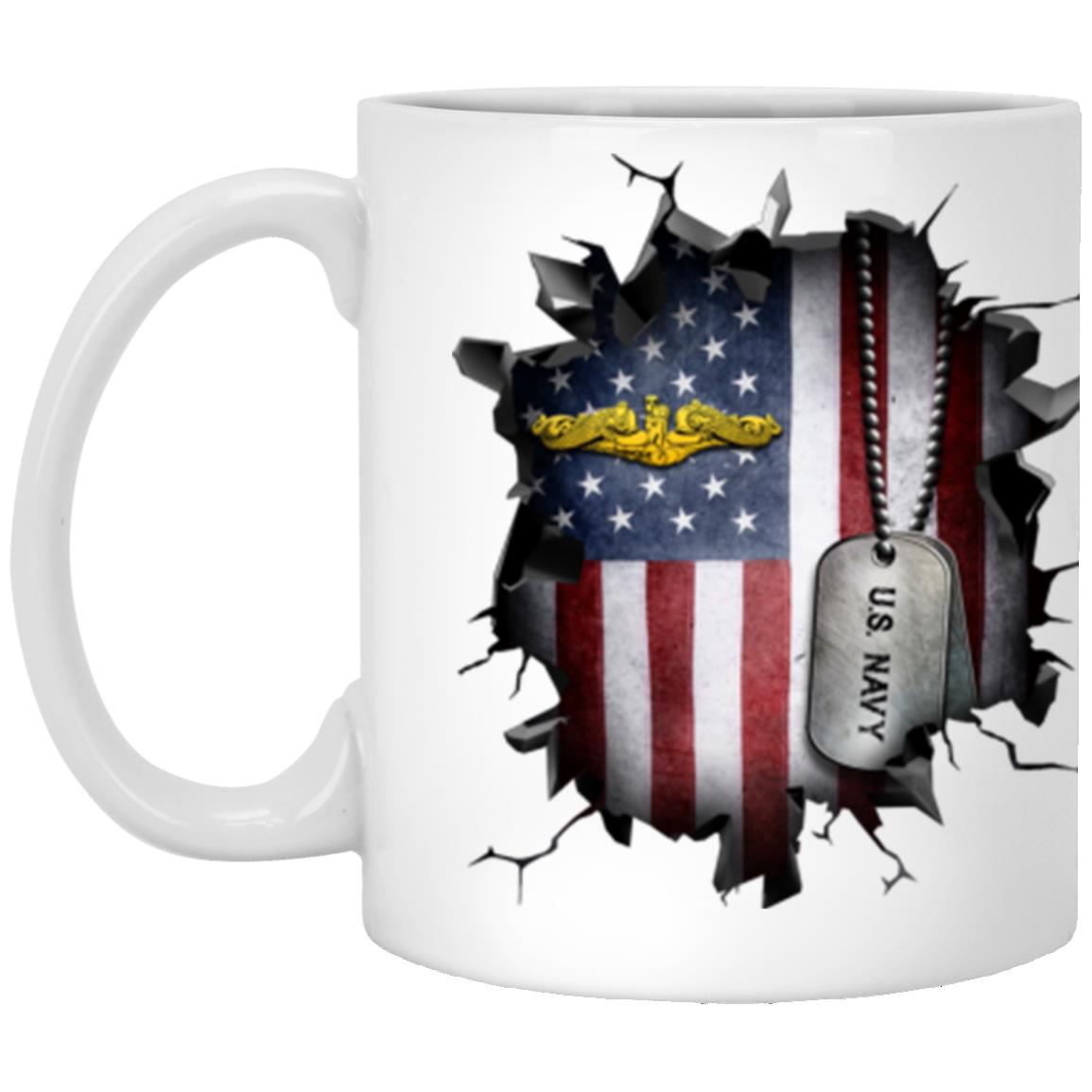 US Navy Submarine Officer 3D Break Effect Coffee Mug 11oz - 15oz White Mug