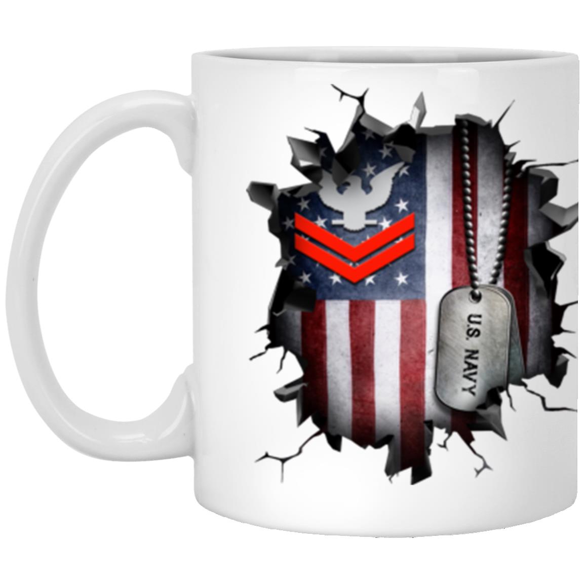 US Navy E-5 Petty Officer Second Class E5 PO2 Collar Device 3D Break Effect Coffee Mug 11oz - 15oz White Mug