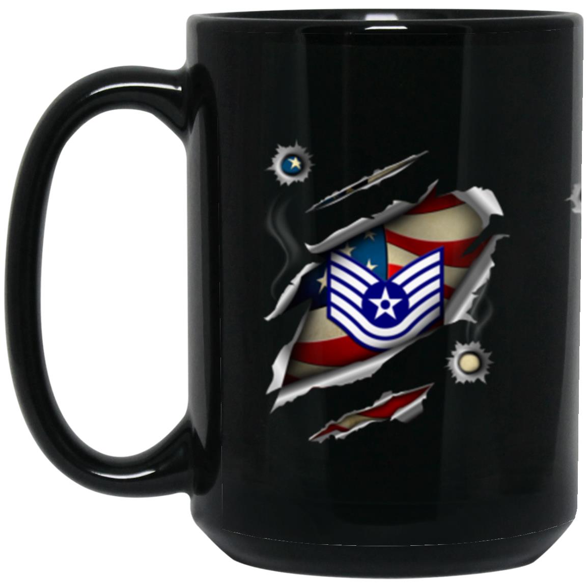 US Air Force E-6 Technical Sergeant TSgt E6 Noncommissioned Officer Ranks AF Rank 11oz - 15oz Black Mug