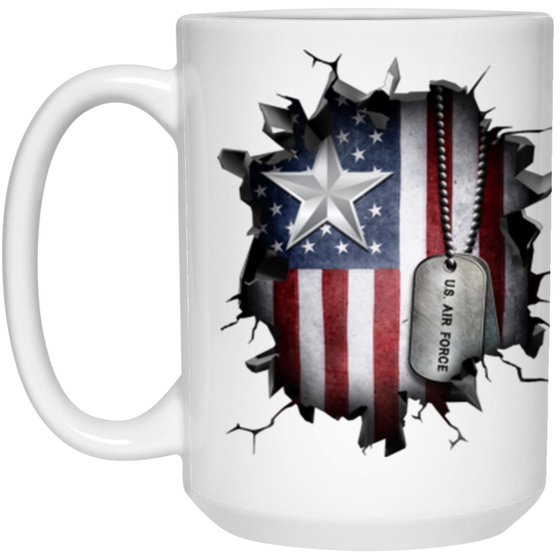 US Air Force O-7 Brigadier General Brig O7 General Officer Ranks 3D Break Effect Coffee Mug 11oz - 15oz White Mug