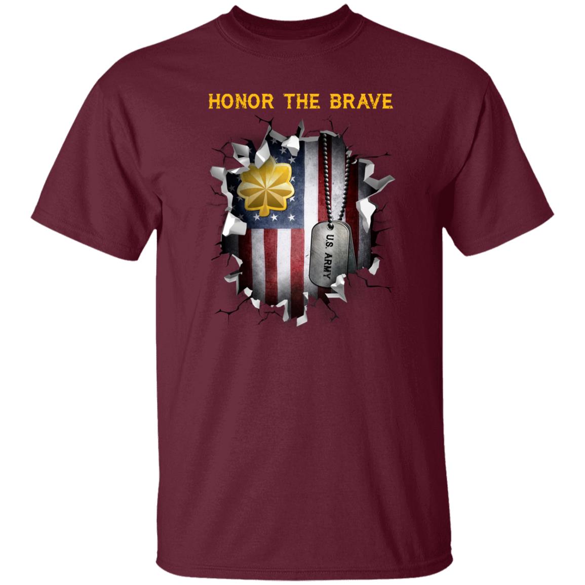 US Army O-4 Major O4 MAJ Field Officer - Honor The Brave Front Shirt