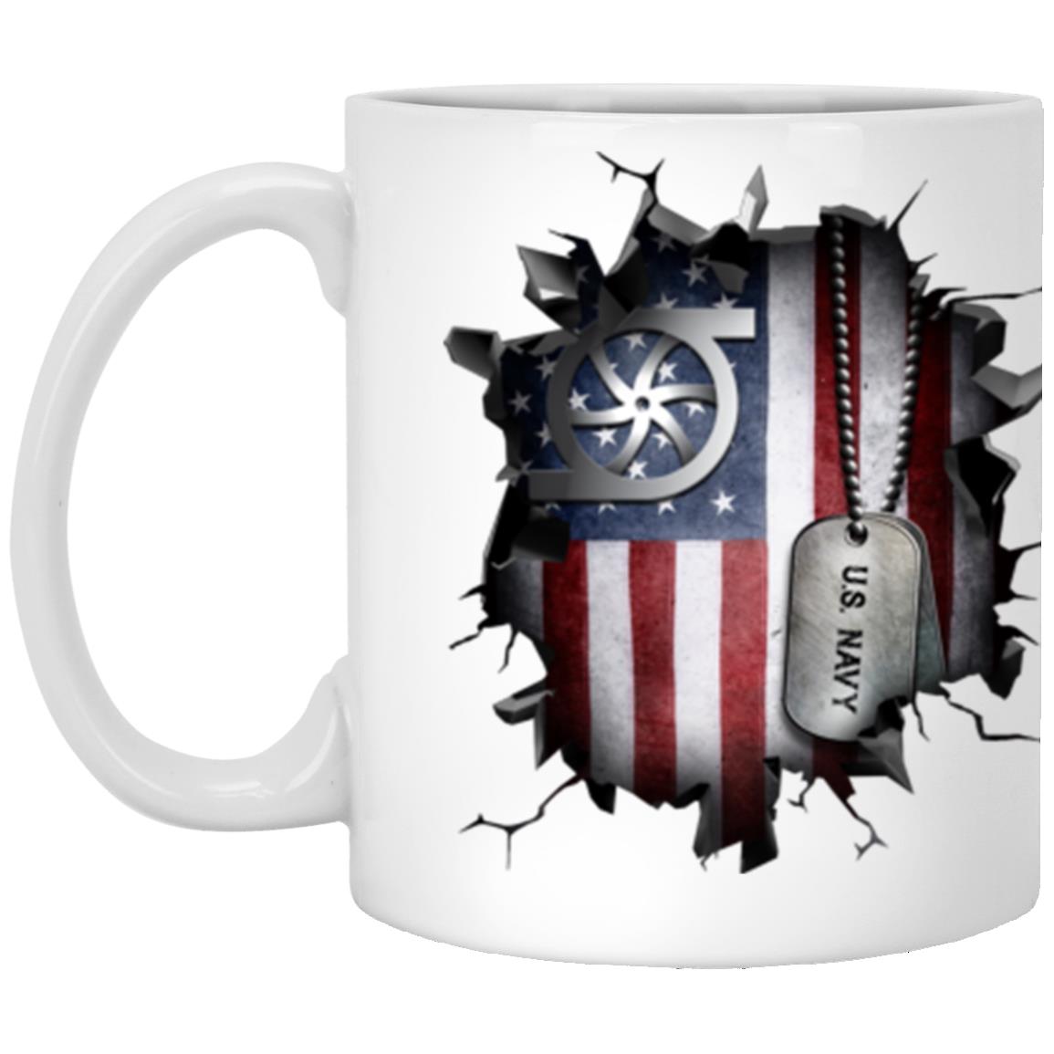 US Navy Gas Turbine Systems Technician Navy GS 3D Break Effect 11oz - 15oz White Mug