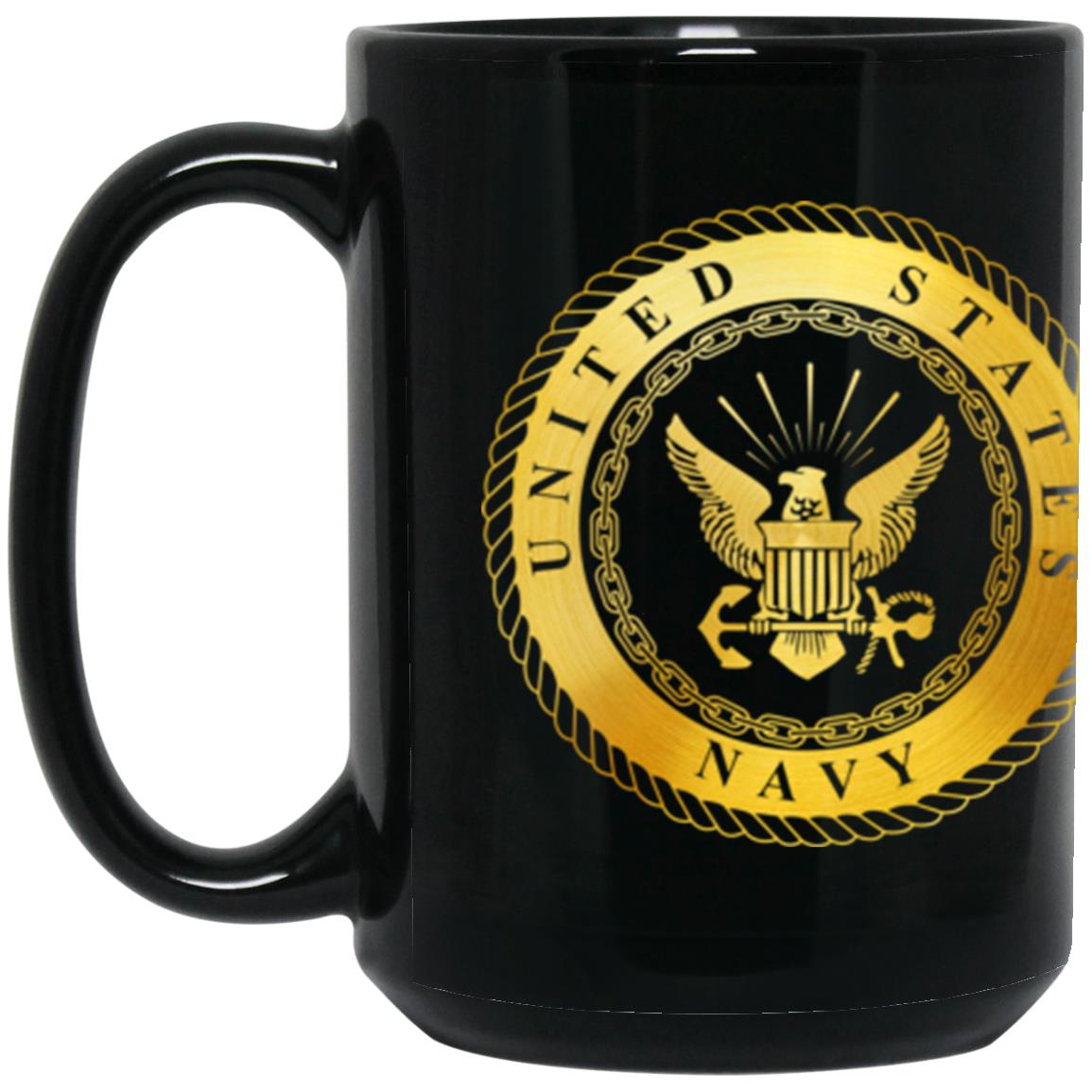 US Navy E-8 SCPO Metallic Gold Effect 11oz - 15oz Black Mug