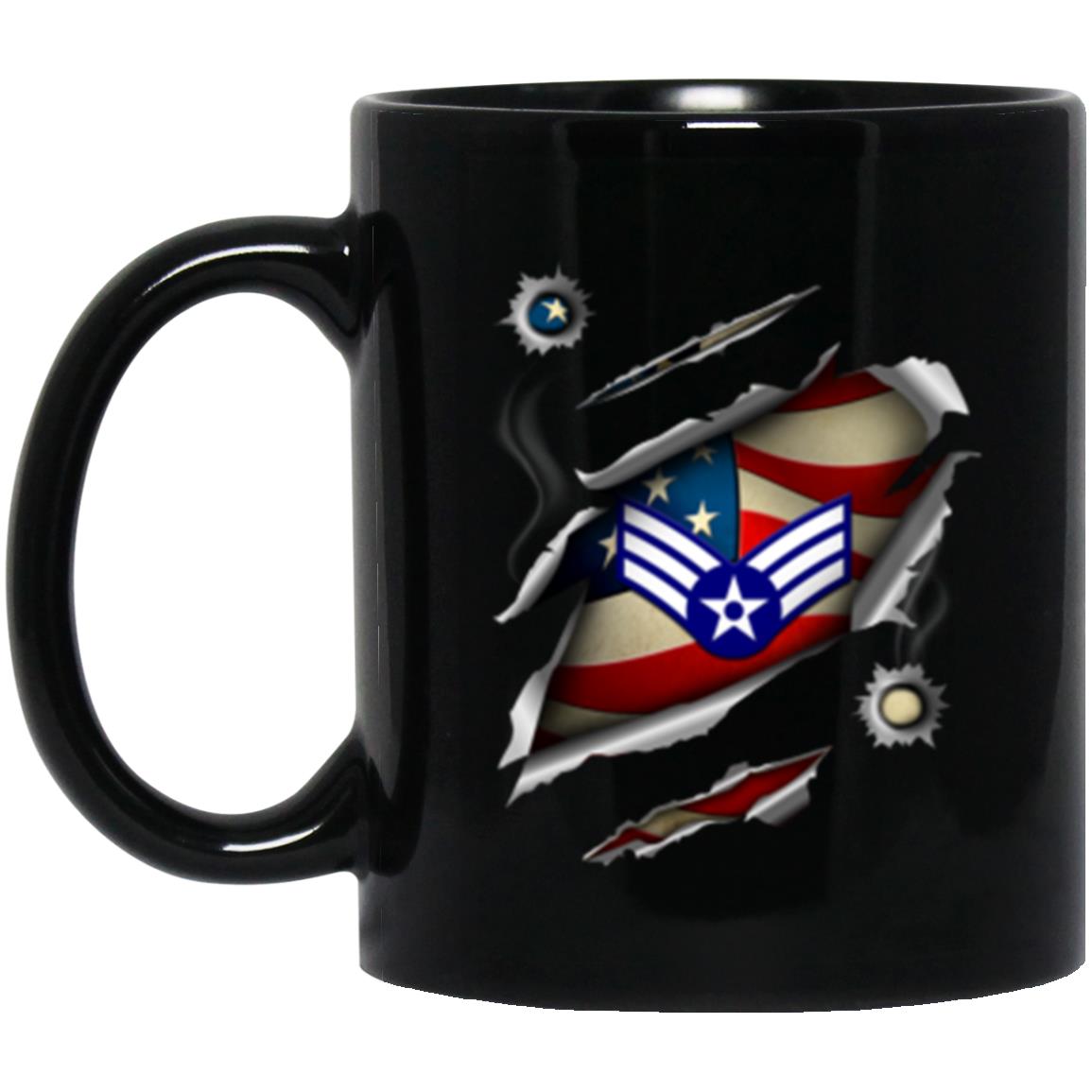 US Air Force E-4 Senior Airman SrA E4 Enlisted Airman Ranks AF Rank 11oz - 15oz Black Mug