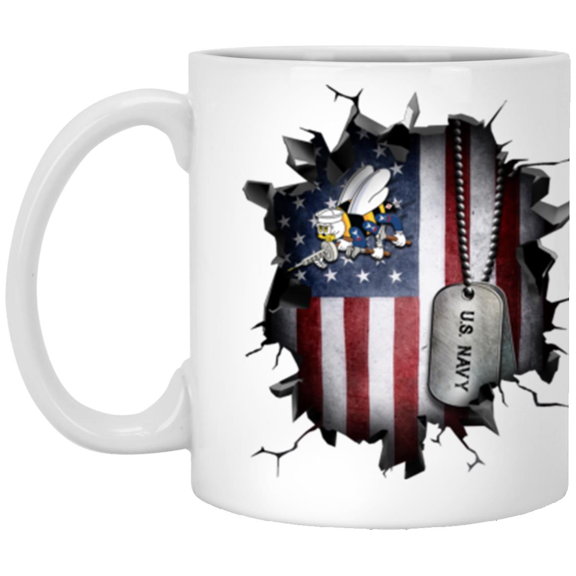 US Navy Seabees 3D Break Effect Coffee Mug 11oz - 15oz White Mug