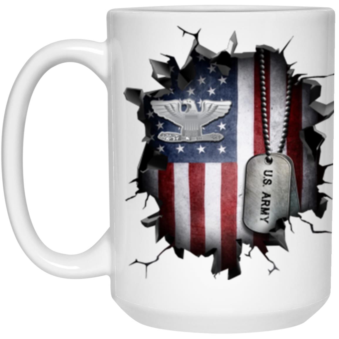 US Army O-6 Colonel O6 COL Field Officer Ranks 3D Break Effect 11oz - 15oz White Mug