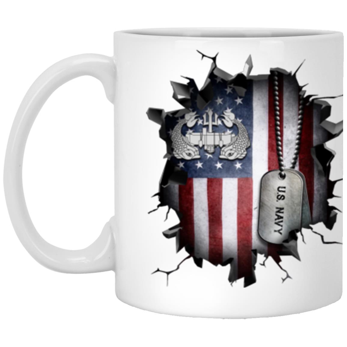 US Navy Deep Submergence Enlisted Badge 3D Break Effect Coffee Mug 11oz - 15oz White Mug