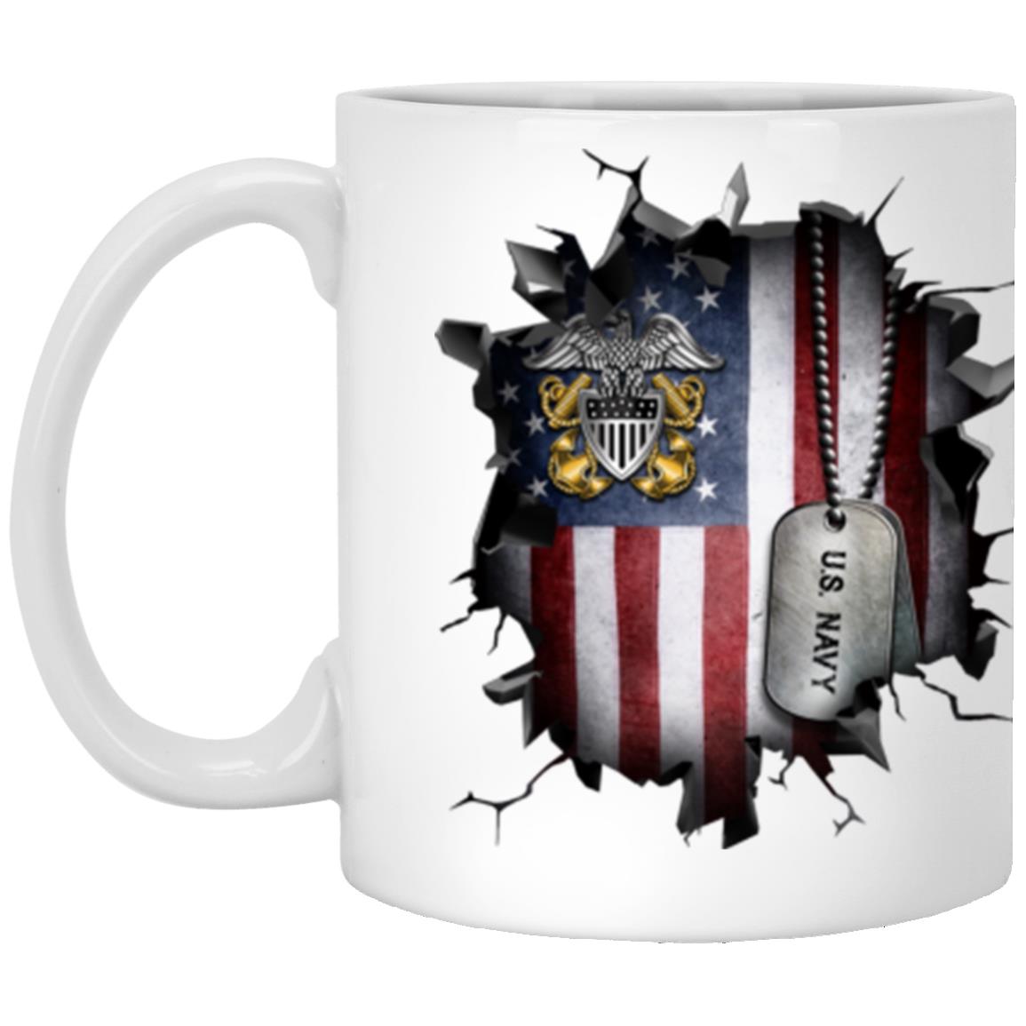 US Navy Officer Cap Device 3D Break Effect Coffee Mug 11oz - 15oz White Mug