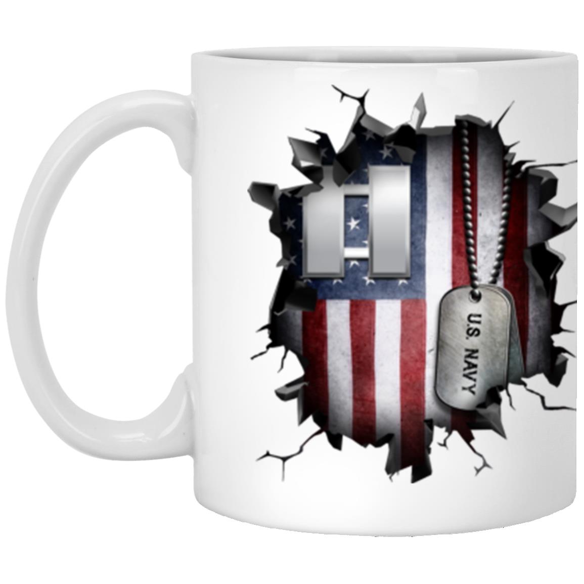 US Navy O-3 Lieutenant O3 LT Junior Officer  3D Break Effect Coffee Mug 11oz - 15oz White Mug