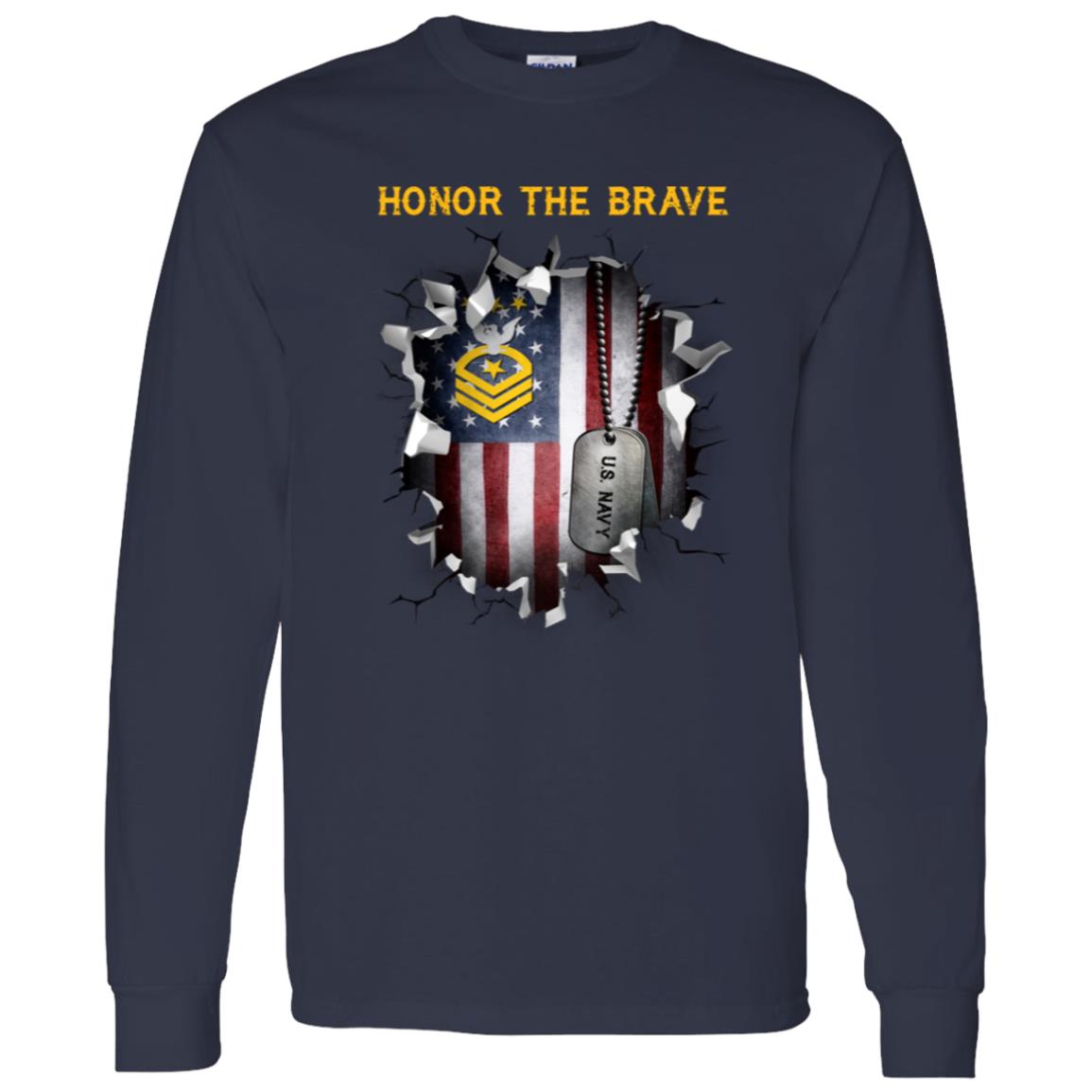 US Navy E-9 Master Chief Petty Officer Of The Navy E9 MCPON Collar Device - Honor The Brave Front Shirt