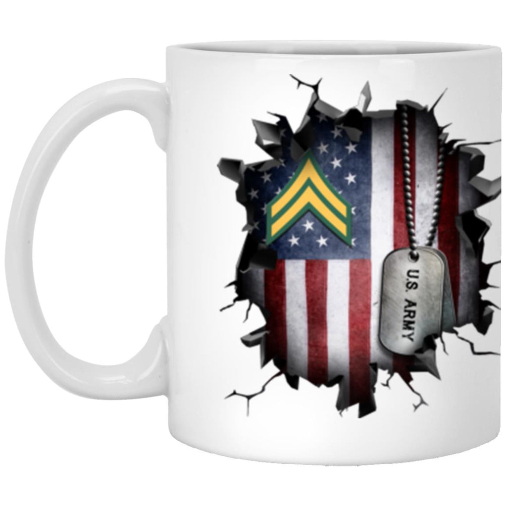 US Army E-4 Corporal E4 CPL Noncommissioned Officer Ranks 3D Break Effect 11oz - 15oz White Mug