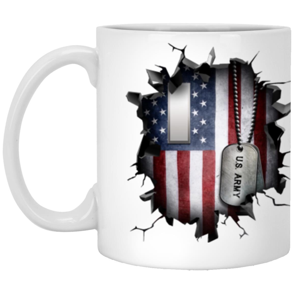 US Army O-2 First Lieutenant O2 1LT Commissioned Officer Ranks 3D Break Effect 11oz - 15oz White Mug