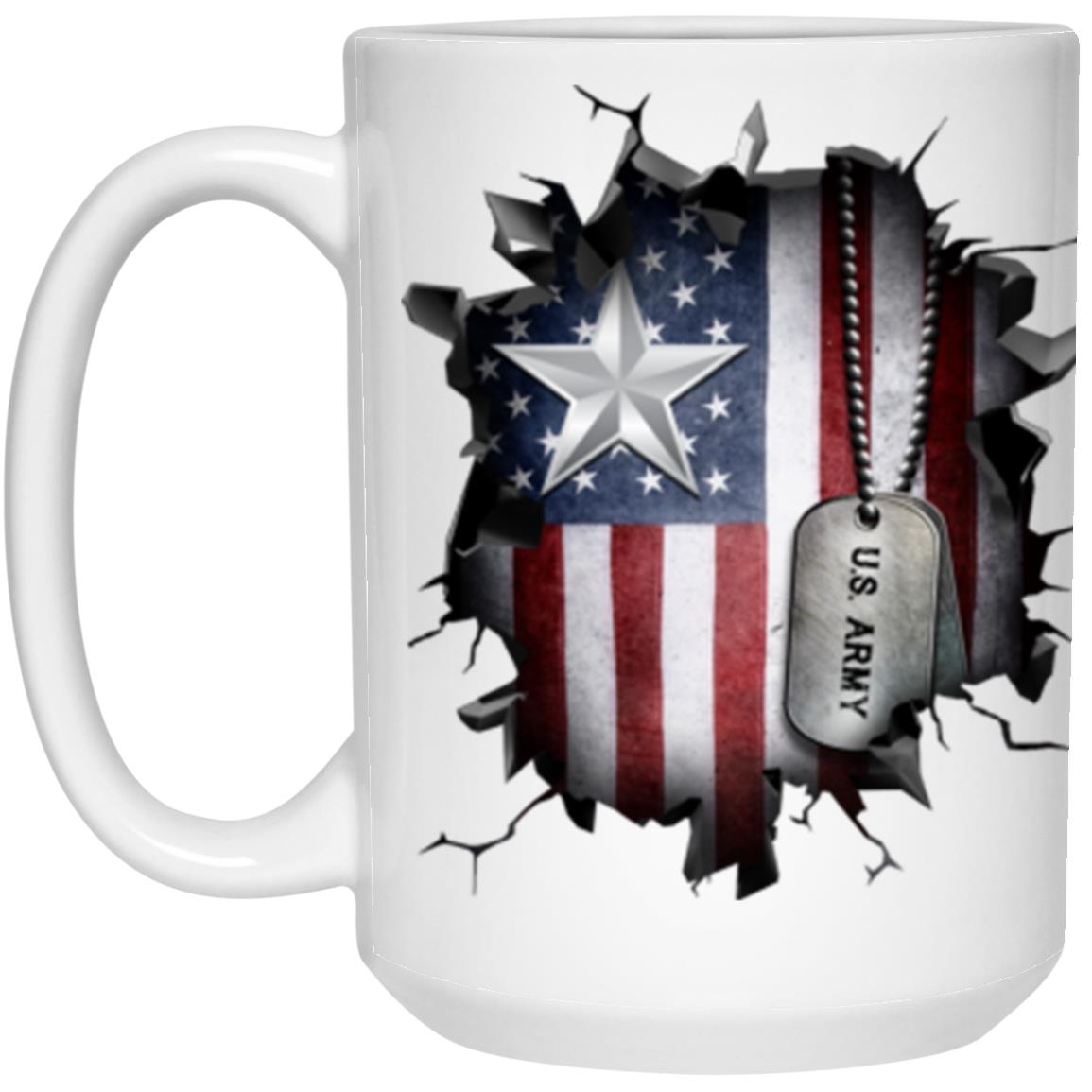 US Army O-7 Brigadier General O7 BG General Officer Ranks 3D Break Effect 11oz - 15oz White Mug