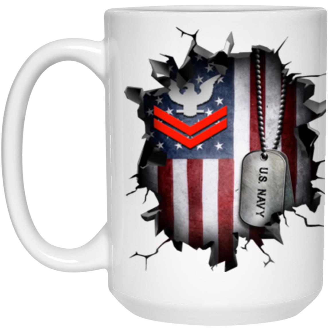 US Navy E-5 Petty Officer Second Class E5 PO2 Collar Device 3D Break Effect Coffee Mug 11oz - 15oz White Mug