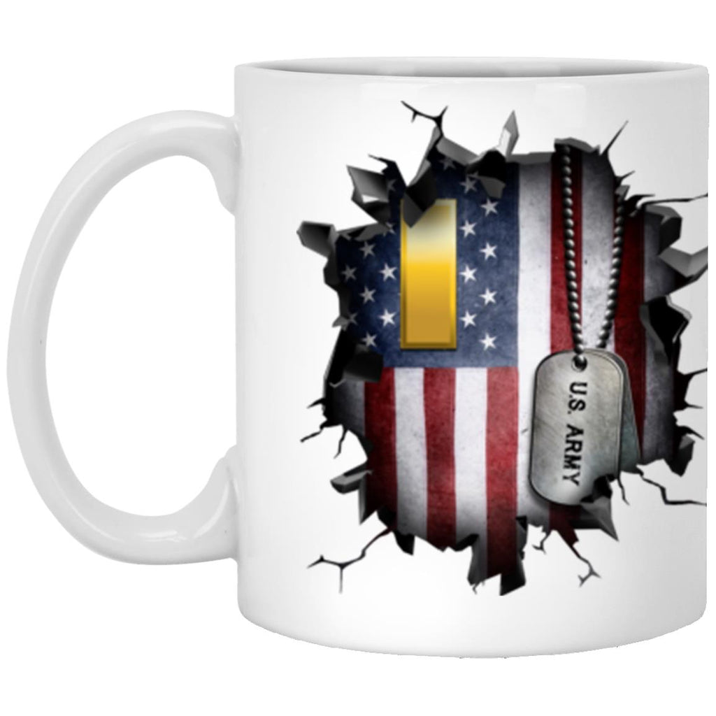 US Army O-1 Second Lieutenant O1 2LT Commissioned Officer Ranks 3D Break Effect 11oz - 15oz White Mug