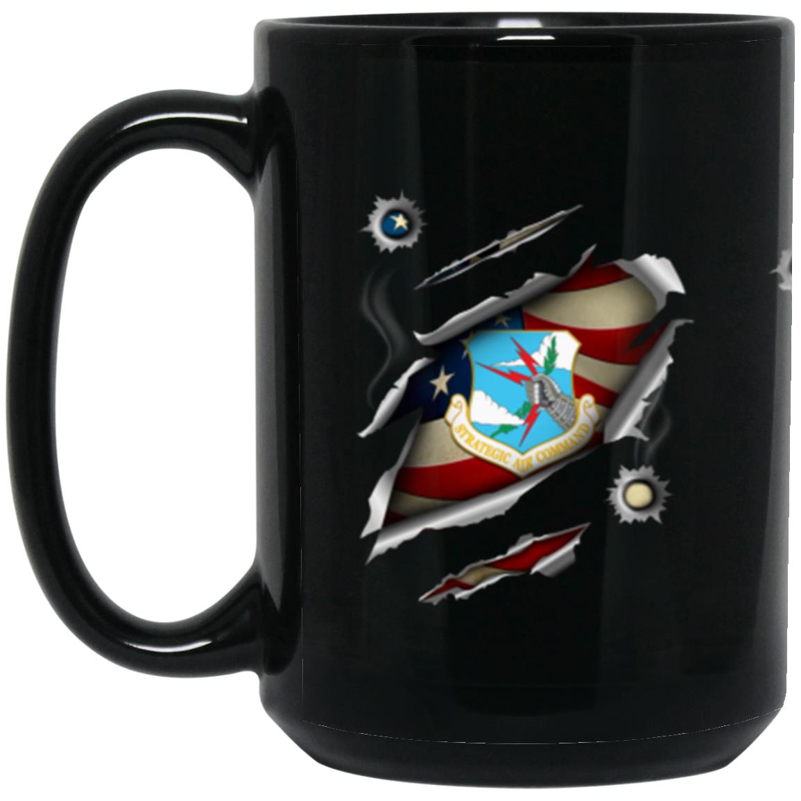 US Air Force Strategic Air Command 3D Bullet Holes Effect 11oz - 15oz Black Mug