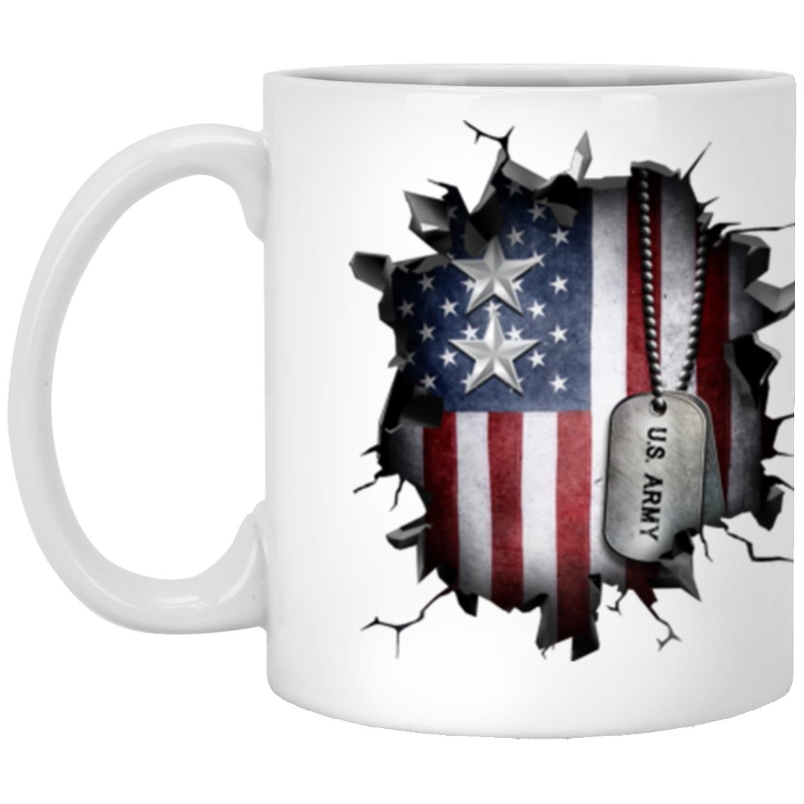 US Army O-8 Major General O8 MG General Officer Ranks 3D Break Effect 11oz - 15oz White Mug