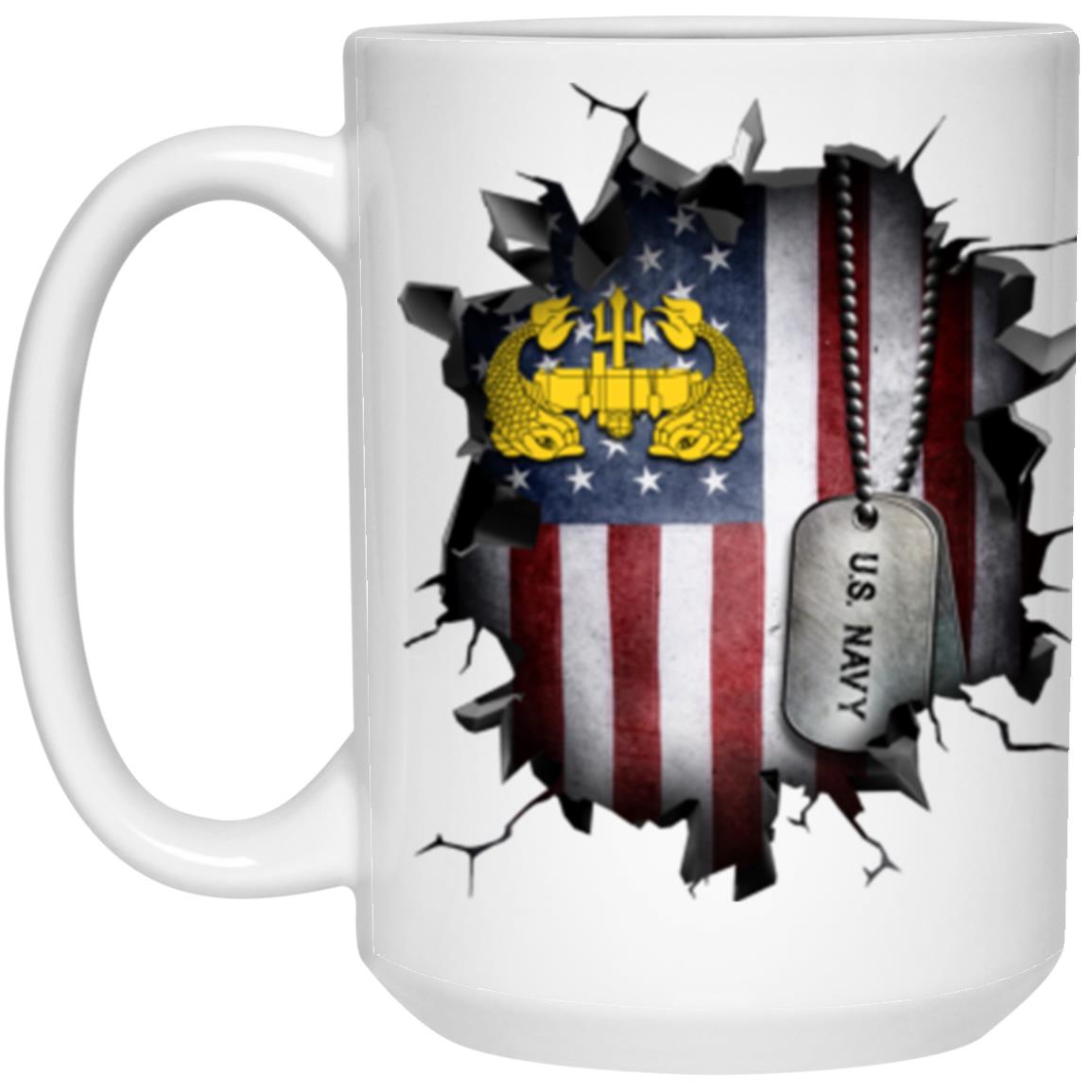 US Navy Deep Submergence Officer Badge 3D Break Effect Coffee Mug 11oz - 15oz White Mug