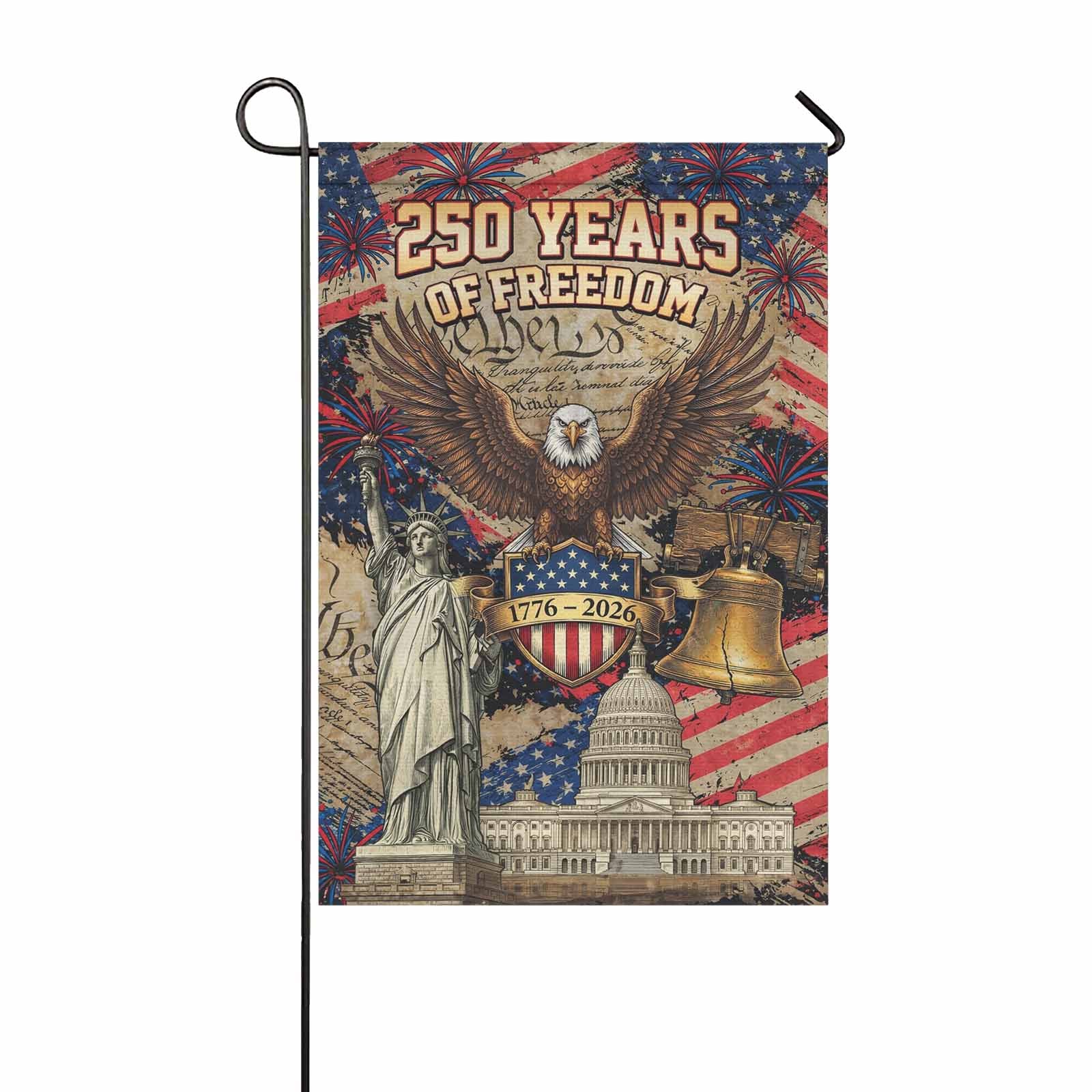 America 250 Garden Flag 1776–2026 Statue of Liberty Patriotic Decor