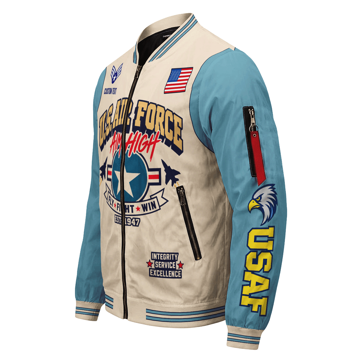 U.S. Air Force Veteran Bomber Jacket Personalized Service Rank & Name