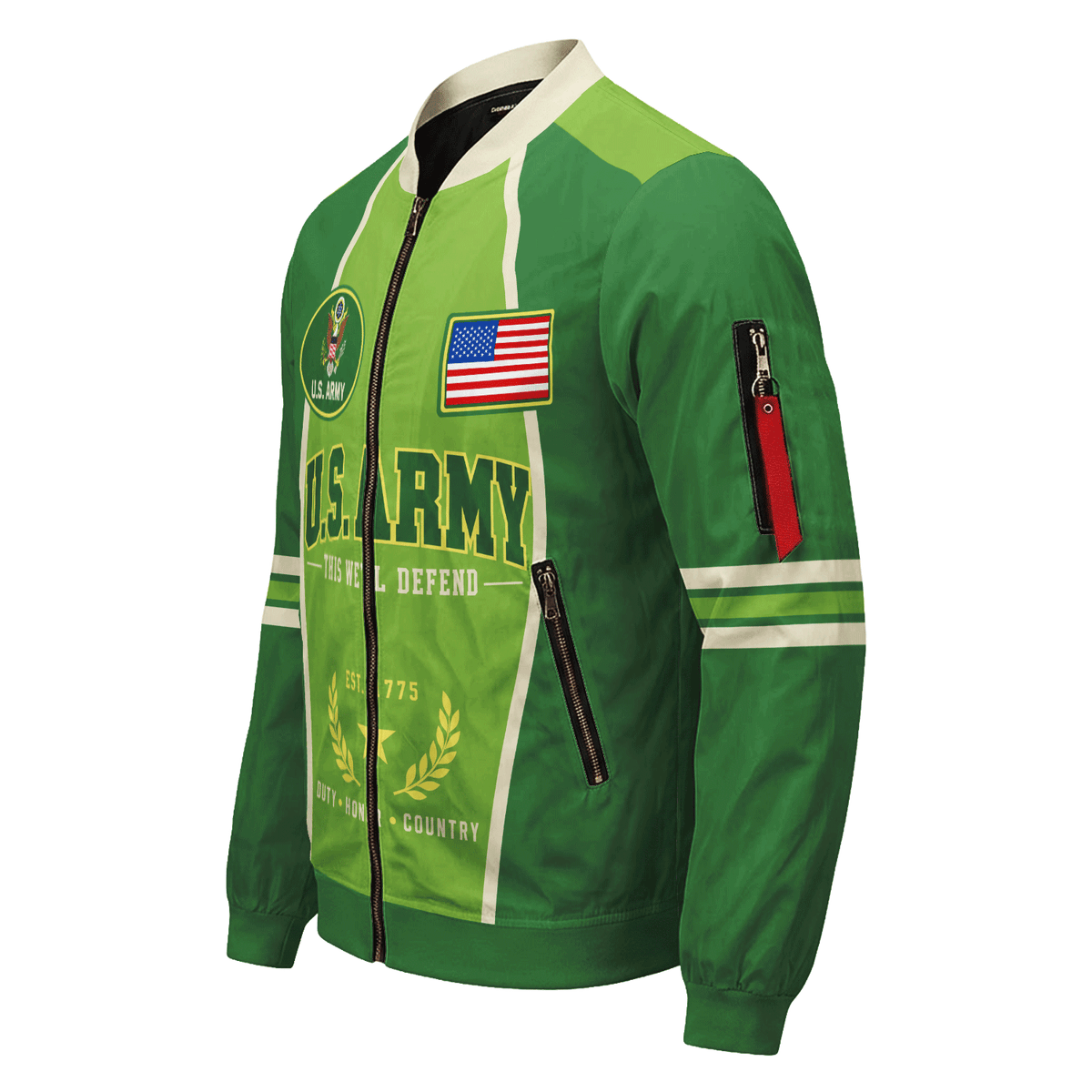US. Army Jacket Personalized Rank Name All-Over Print Bomber