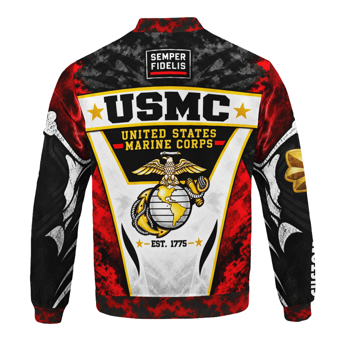 Custom USMC Veteran Bomber Jacket Personalized Name Rank Marine Gift