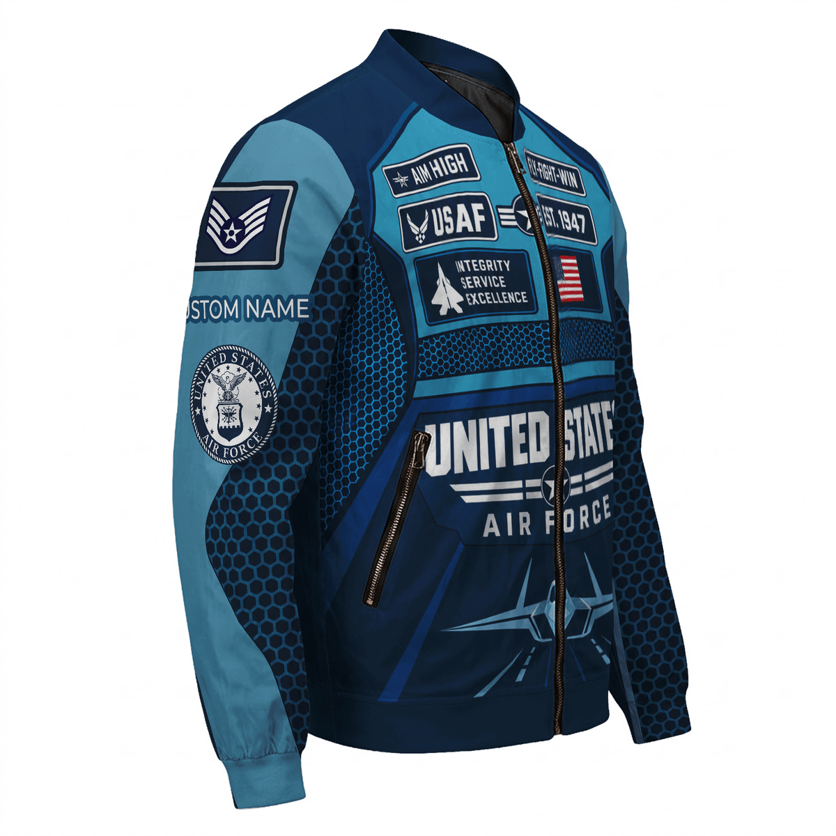Custom USAF Bomber Jacket Personalized Military Rank Name Airman Gift