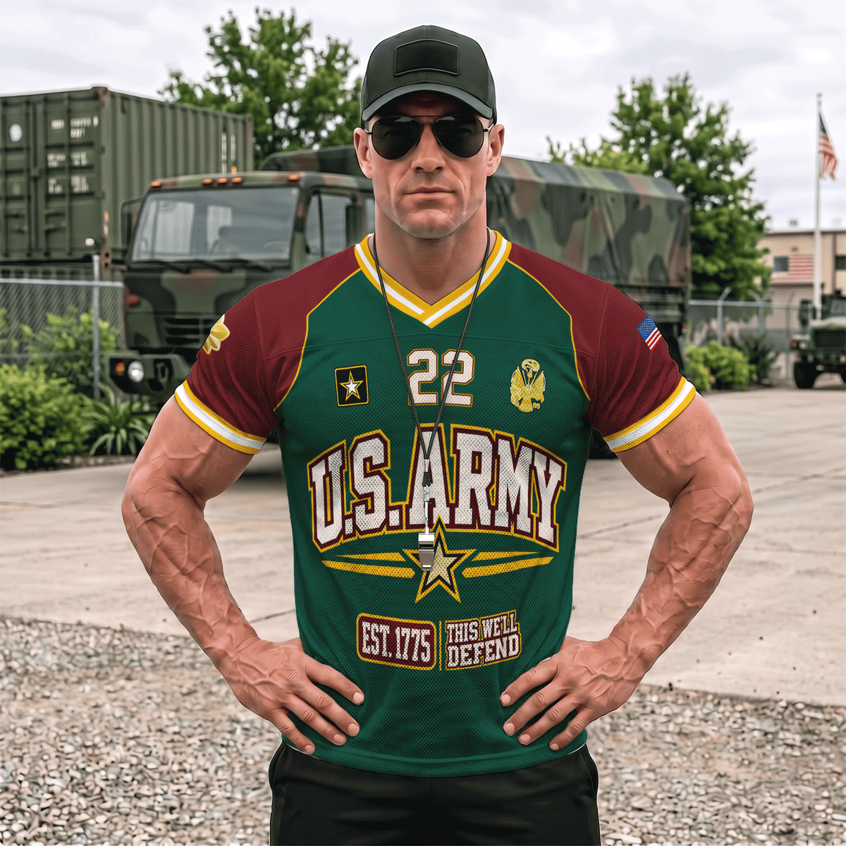 Custom U.S. Army Jersey Personalized Rank Name and Military Text Gift