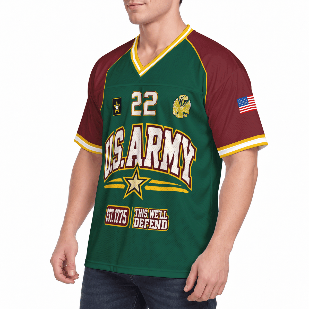 Custom U.S. Army Jersey Personalized Rank Name and Military Text Gift