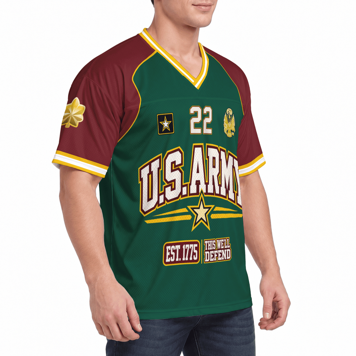 Custom U.S. Army Jersey Personalized Rank Name and Military Text Gift