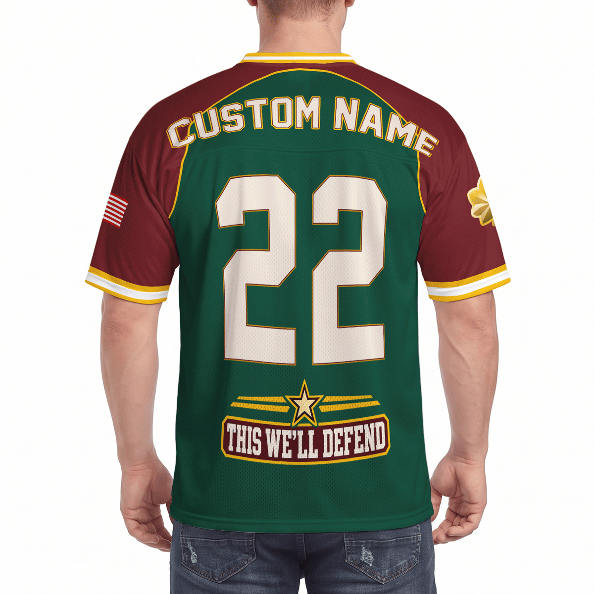 Custom U.S. Army Jersey Personalized Rank Name and Military Text Gift