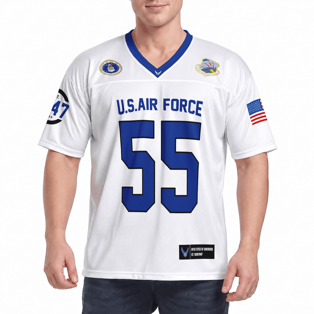 Custom U.S. Air Force Sports Shirt Personalized Rank Text and Jersey Number