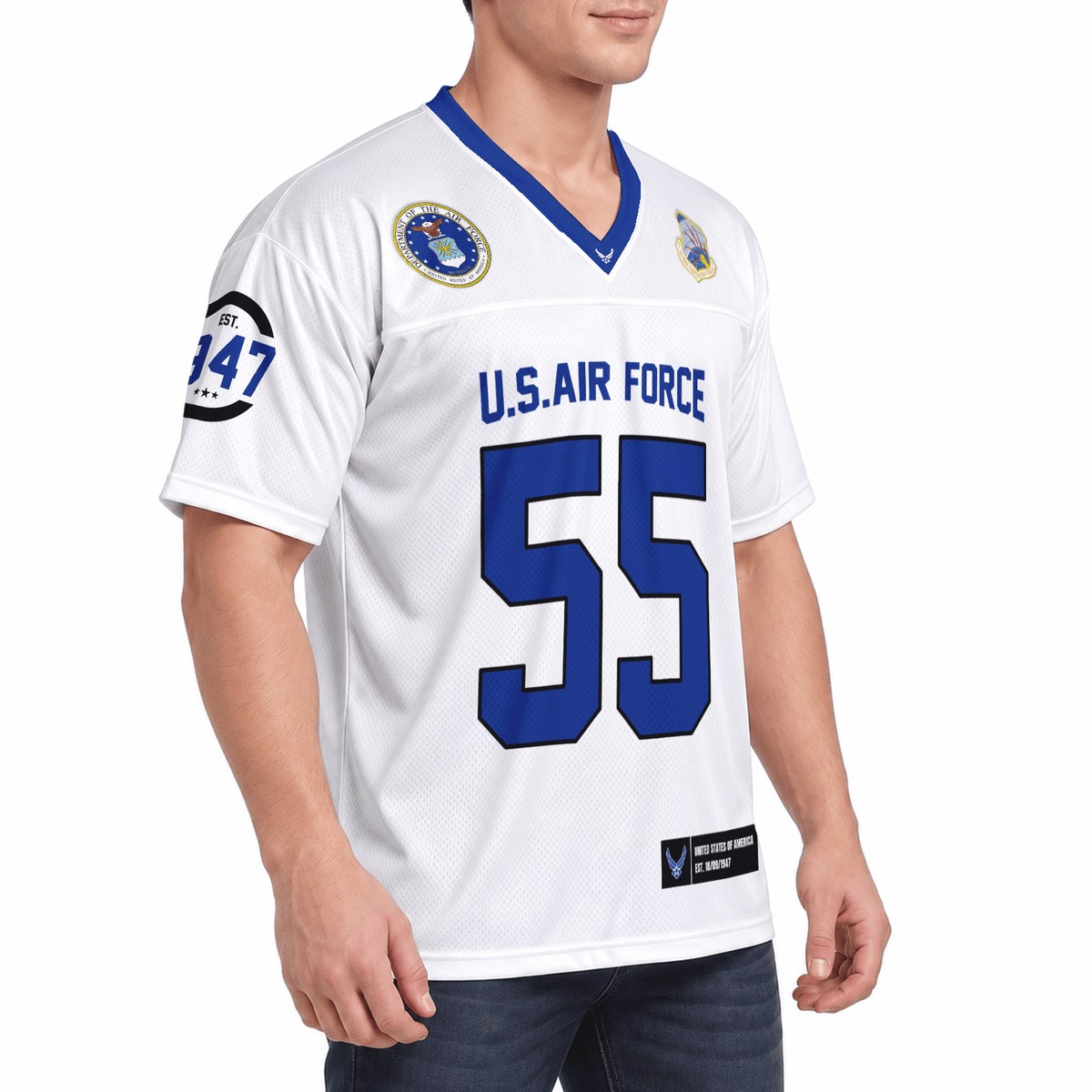 Custom U.S. Air Force Sports Shirt Personalized Rank Text and Jersey Number