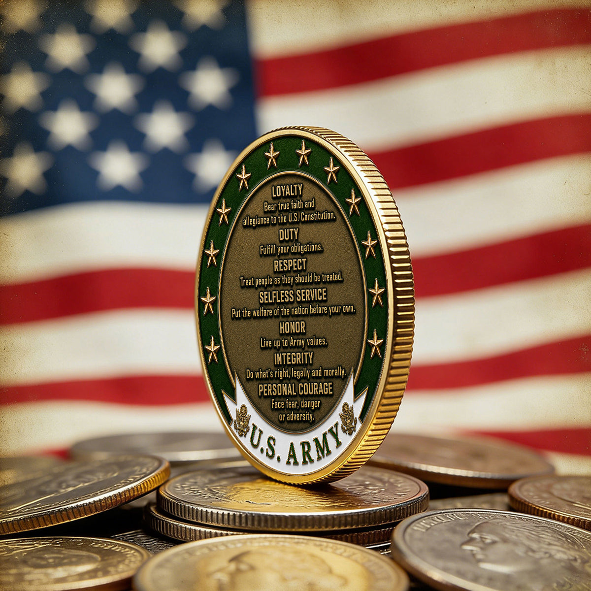 Custom US Army Service Rank 3D Challenge Coin With Name
