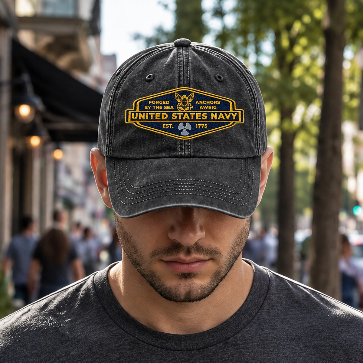 U.S. Navy Embroidered Hat Custom Rank and Personalized Text