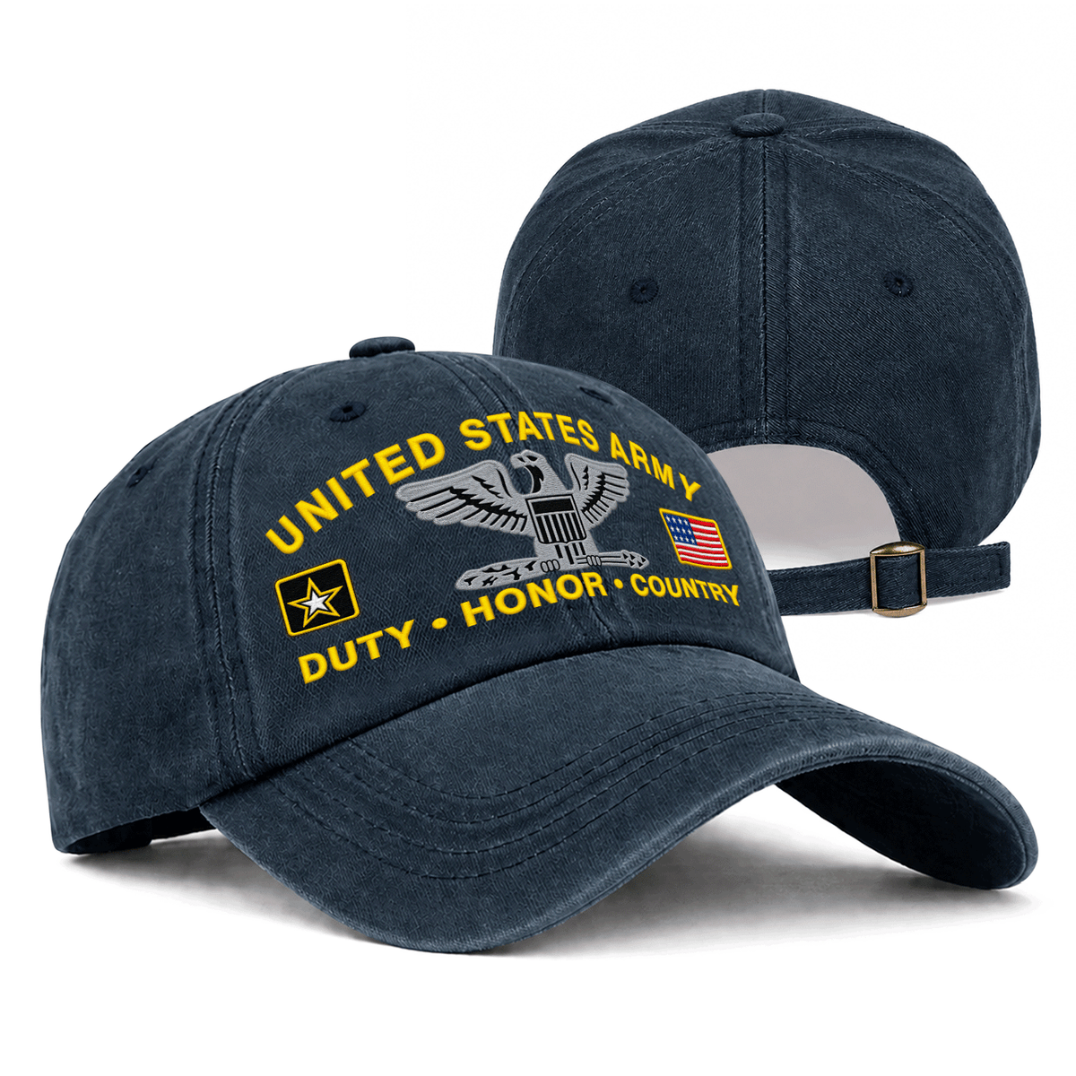 Personalized Army Veteran Embroidered Cap Custom Military Rank and Text
