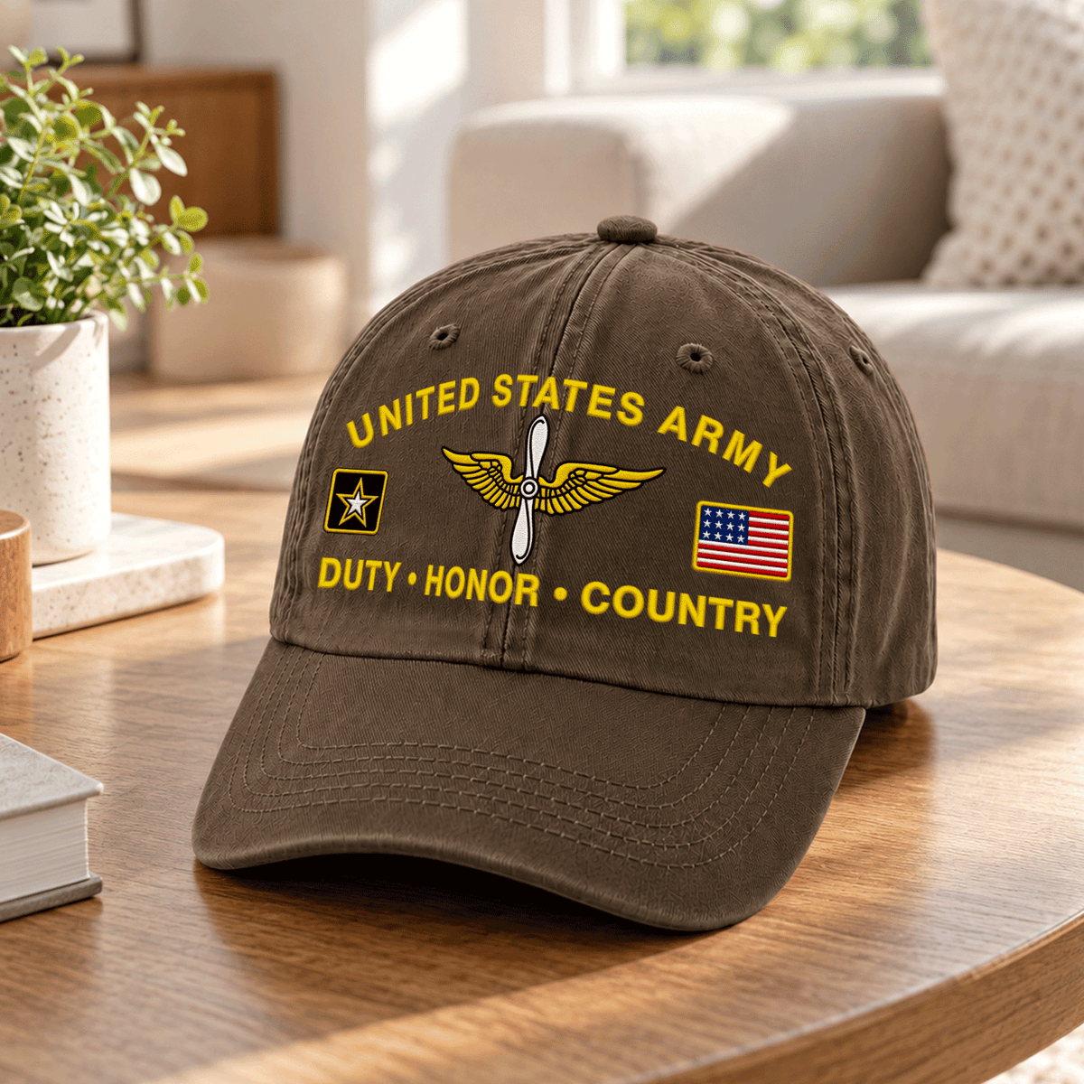 Personalized Army Veteran Embroidered Cap Custom Military Rank and Text