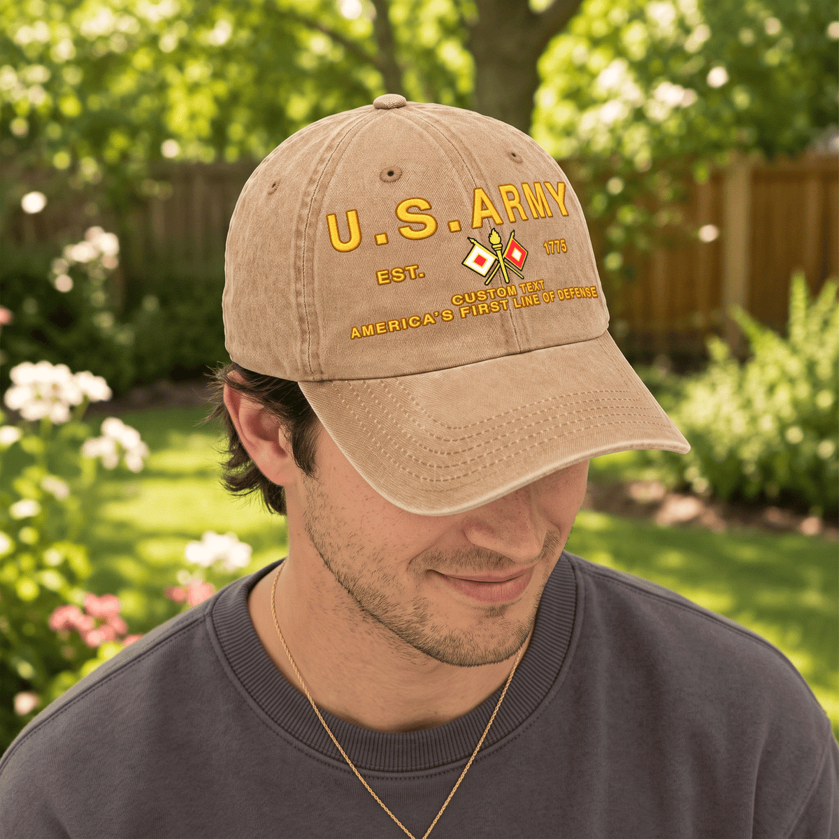 Custom U.S. Army Cotton Hat Personalized Rank and Name