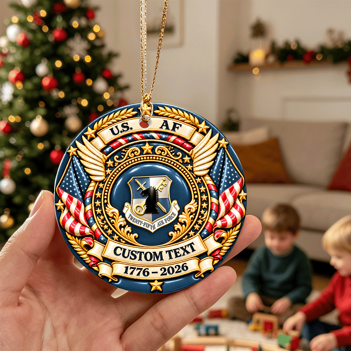 Custom U.S. Navy Christmas Ornament Personalized Rank and Text