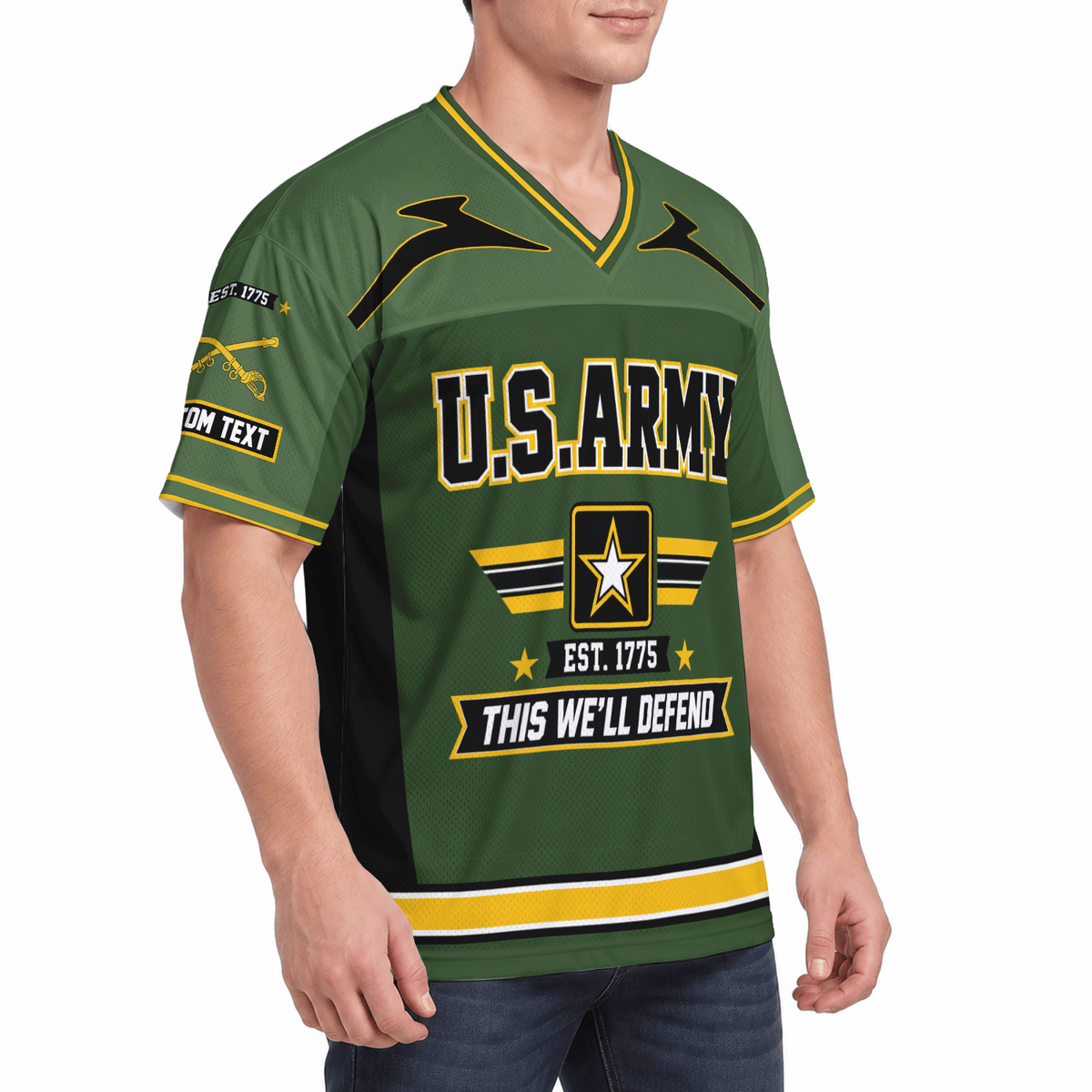 U.S. Army Veteran Jersey Personalized Military Rank and Custom Text