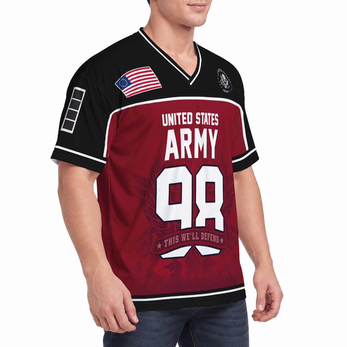 Custom U.S. Army Sports Shirt Personalized Rank Name and Military Text