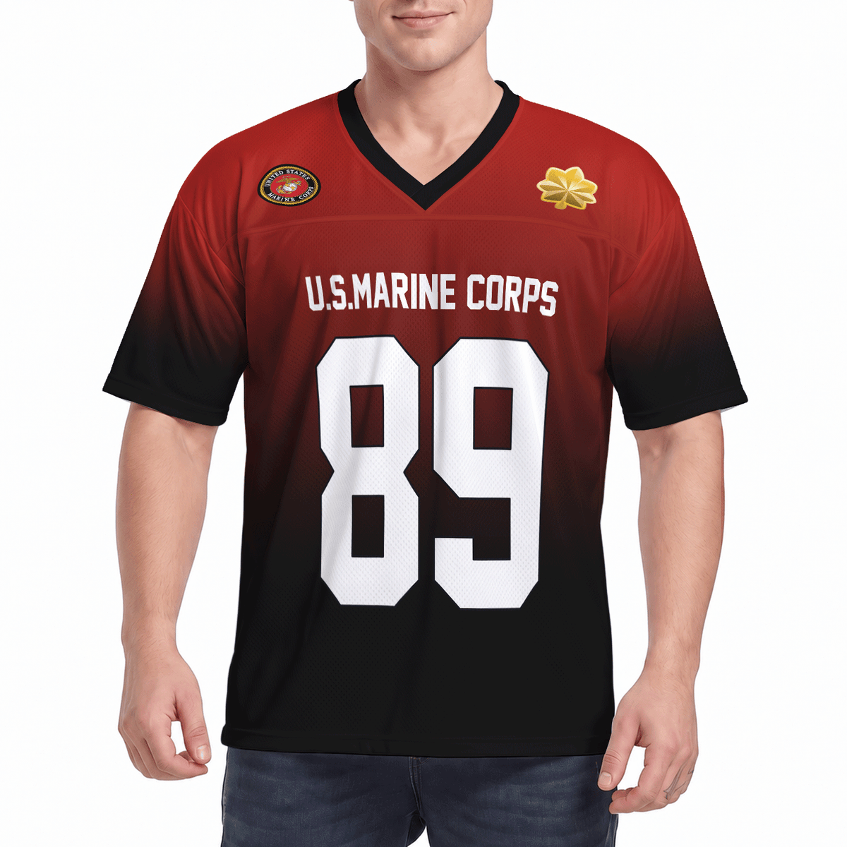 USMC Military Jersey Custom Rank Name Text and Personalized Number
