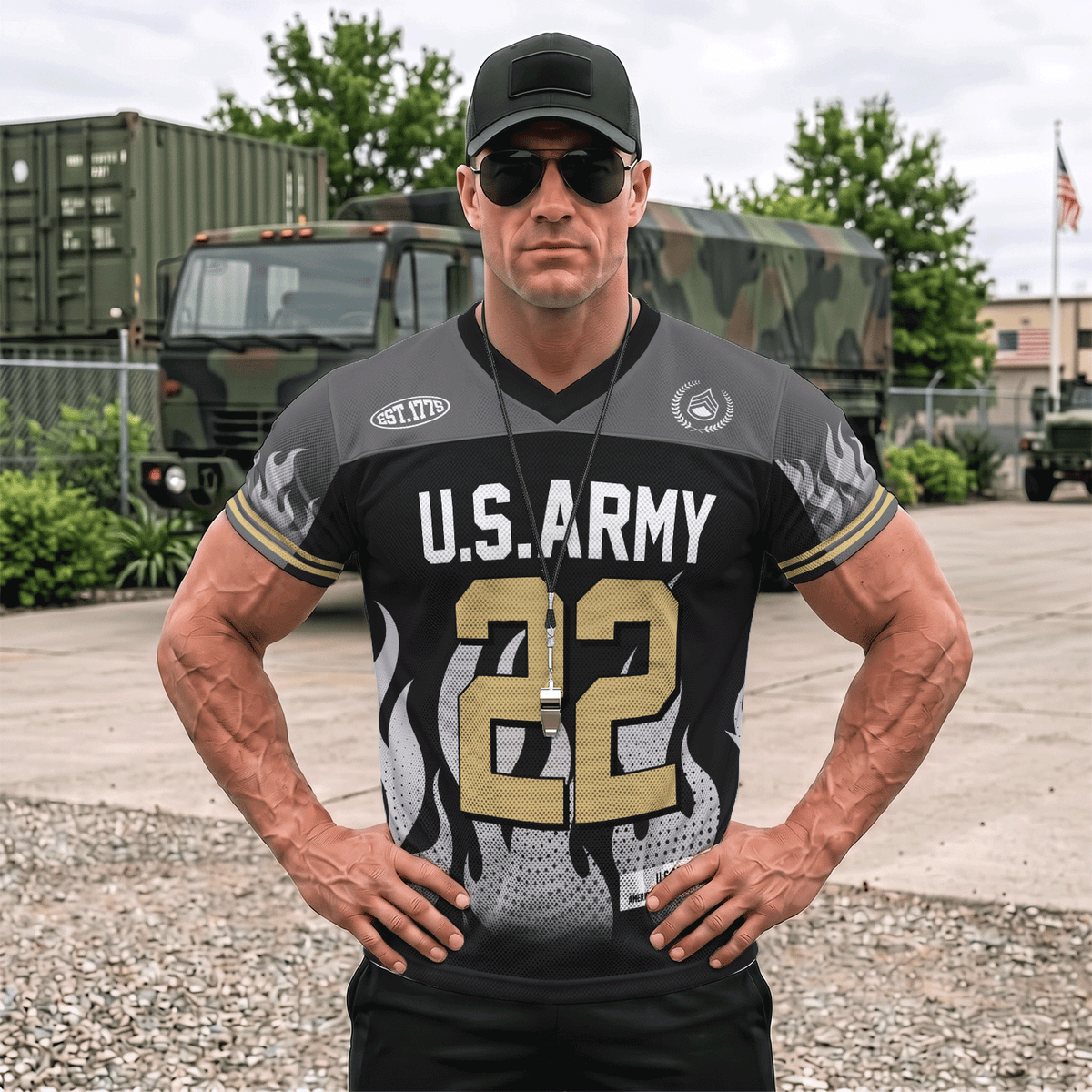Personalized Army Military Jersey Custom Rank and Text for Veterans