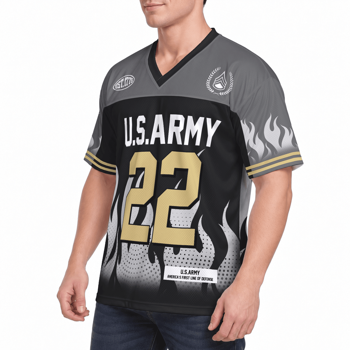 Personalized Army Military Jersey Custom Rank and Text for Veterans